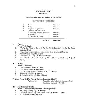 Meghalaya Board Class 11th Syllabus