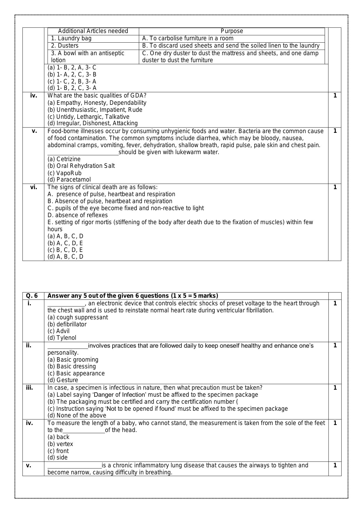 CBSE Class 11: Health Care 2024 Sample Paper - Page 6