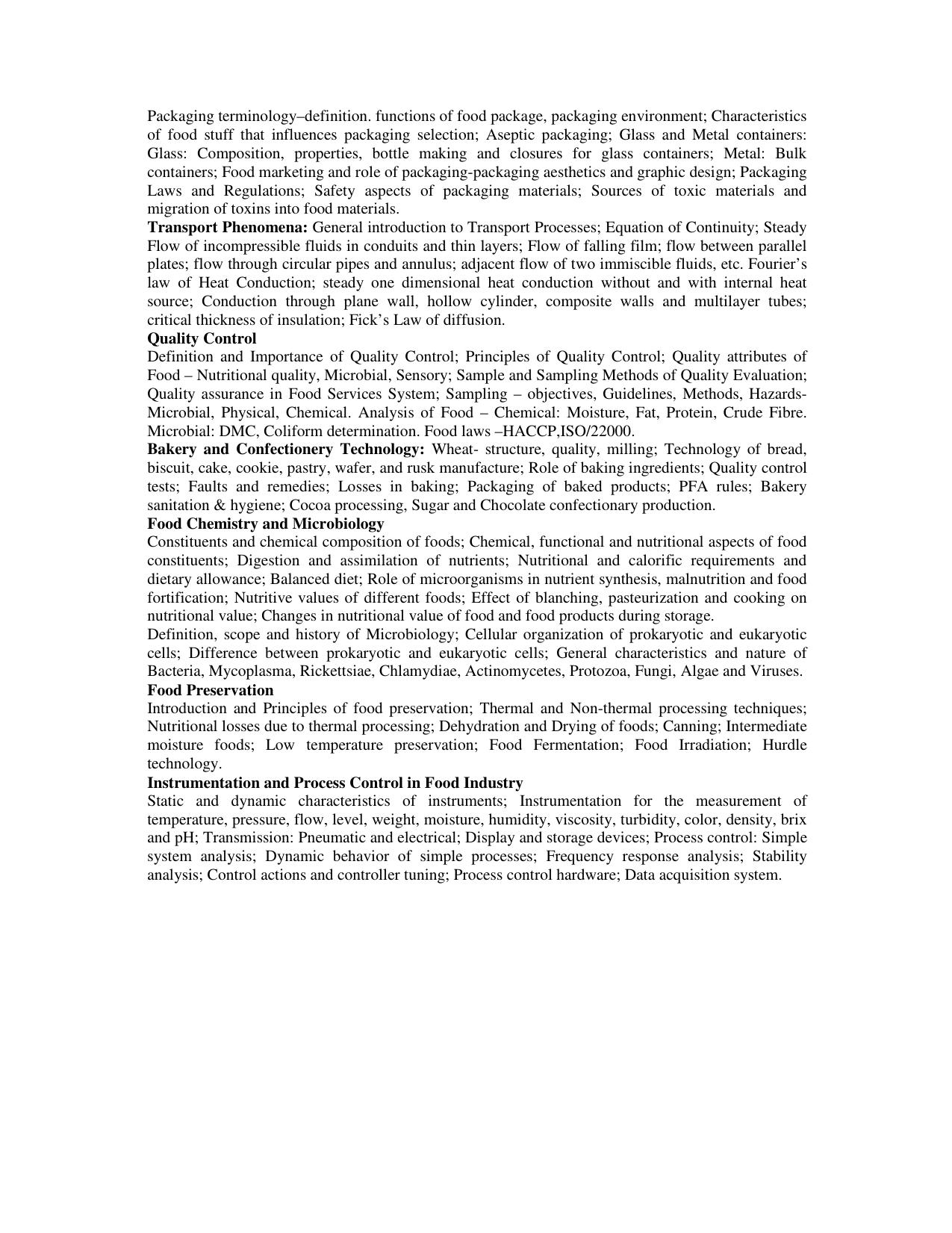 AMU Entrance Exam: M.Tech Processing & Food Engineering Syllabus - Page 2