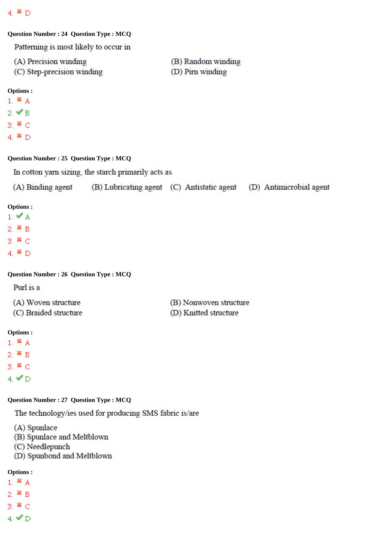 GATE 2015 Textile Engineering and Fibre Science (TF) Question Paper with Answer Key - Page 8