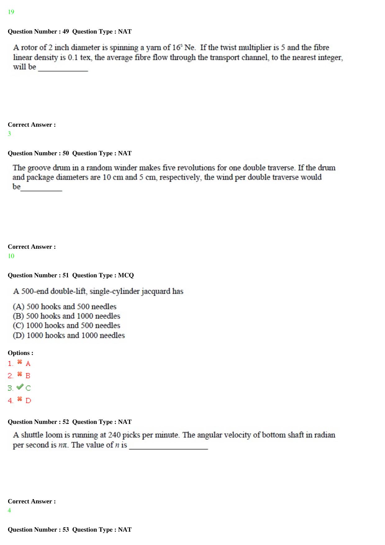 GATE 2015 Textile Engineering and Fibre Science (TF) Question Paper with Answer Key - Page 15