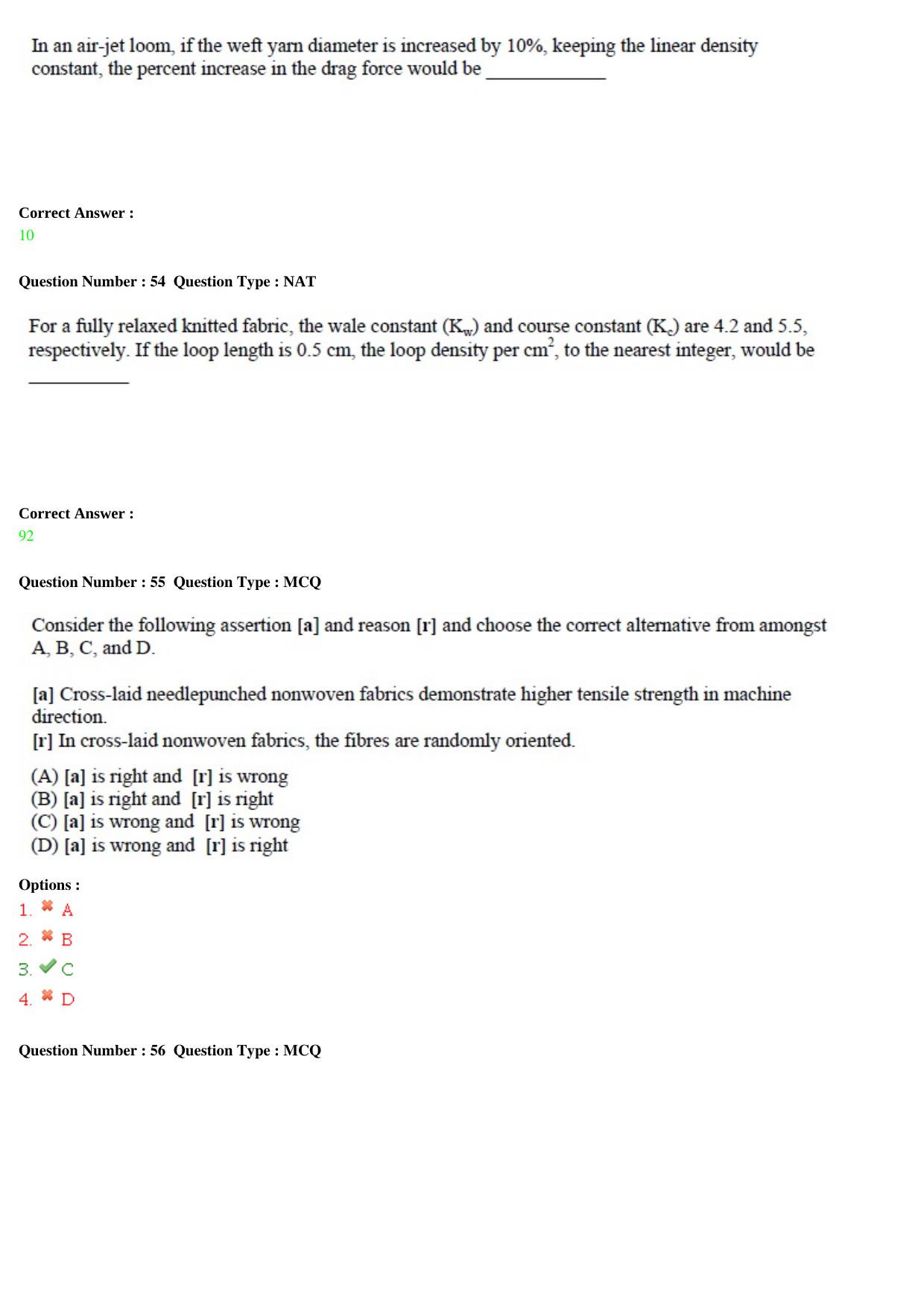 GATE 2015 Textile Engineering and Fibre Science (TF) Question Paper with Answer Key - Page 16