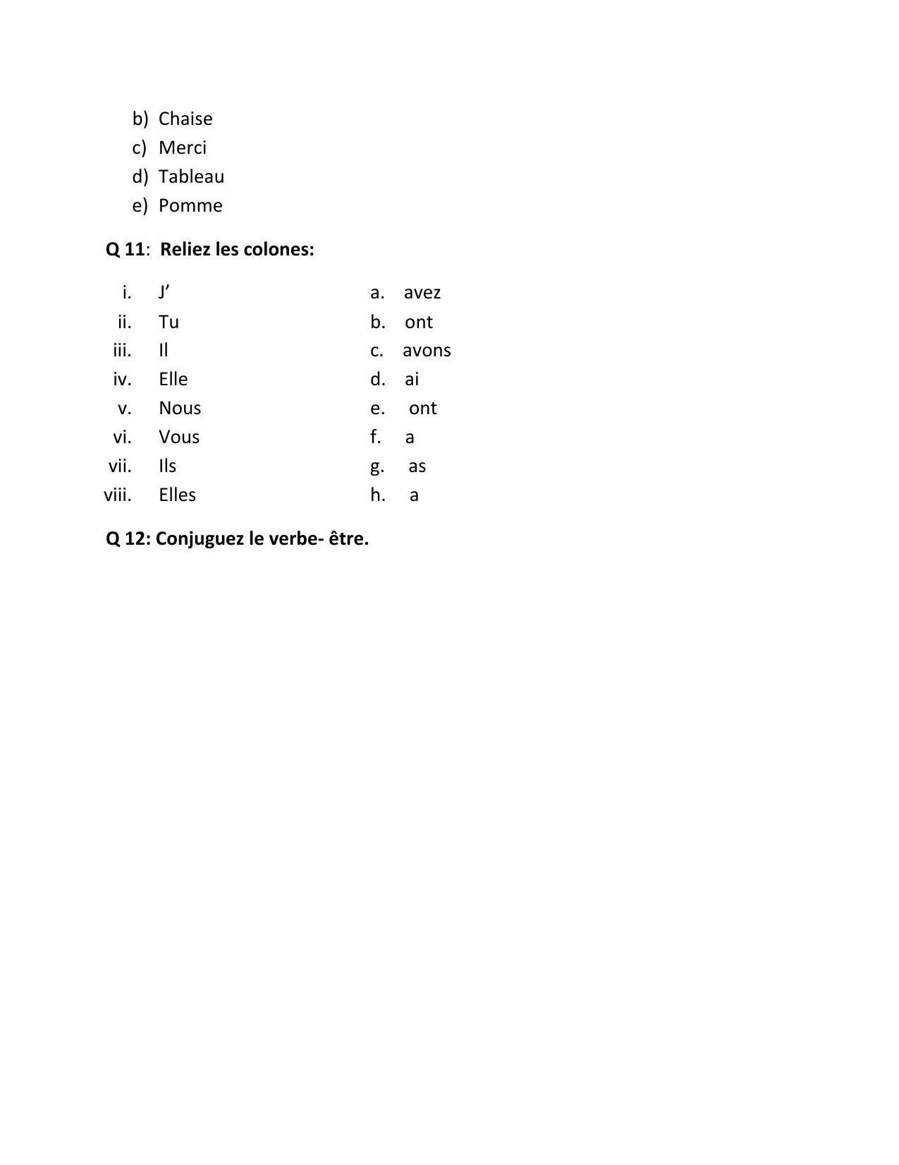 CBSE Worksheets for Class 6 French Assignment 8 - Page 3