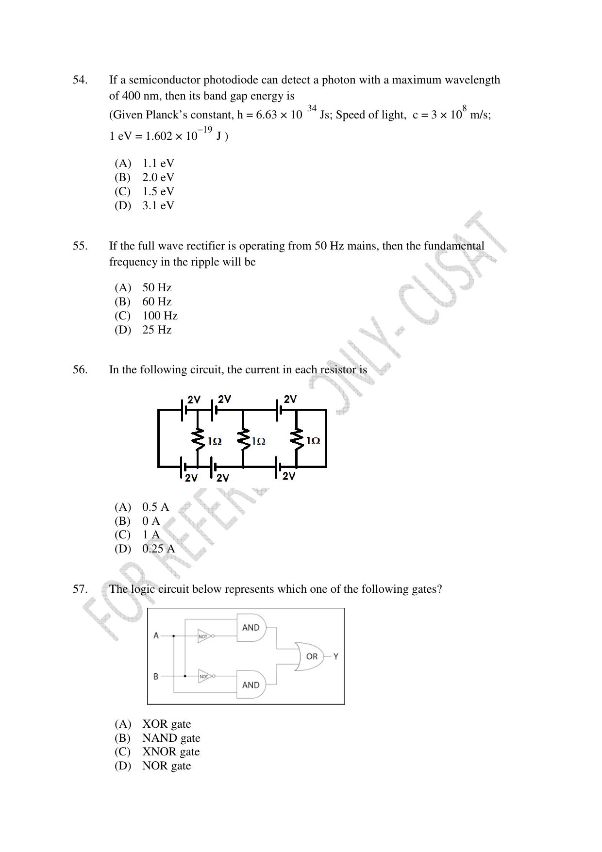 CUSAT CAT 2022 Test in Physics Chemistry and Mathematics Fourth Shift Question Paper - Page 13