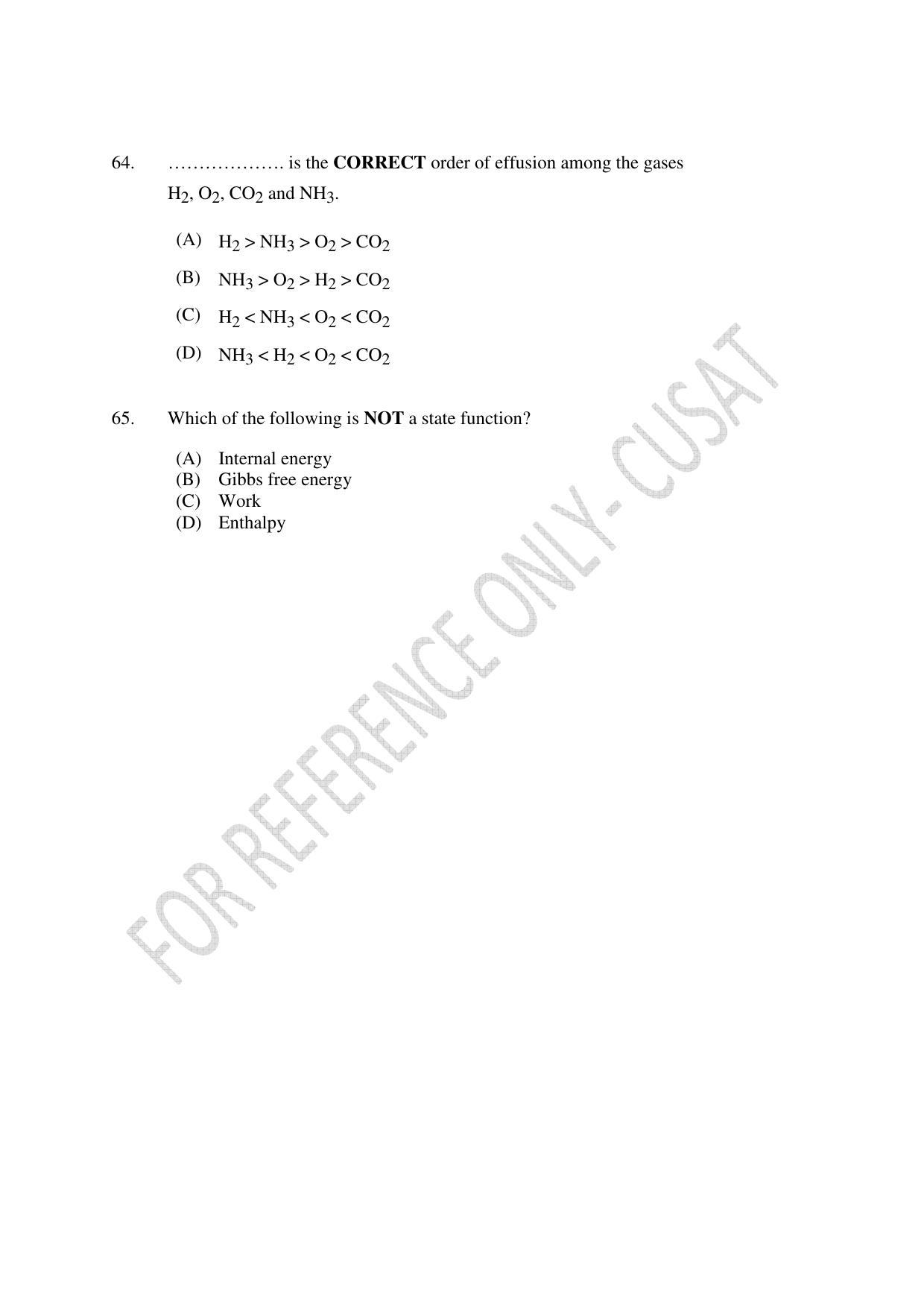 CUSAT CAT 2022 Test in Physics Chemistry and Mathematics Fourth Shift Question Paper - Page 15
