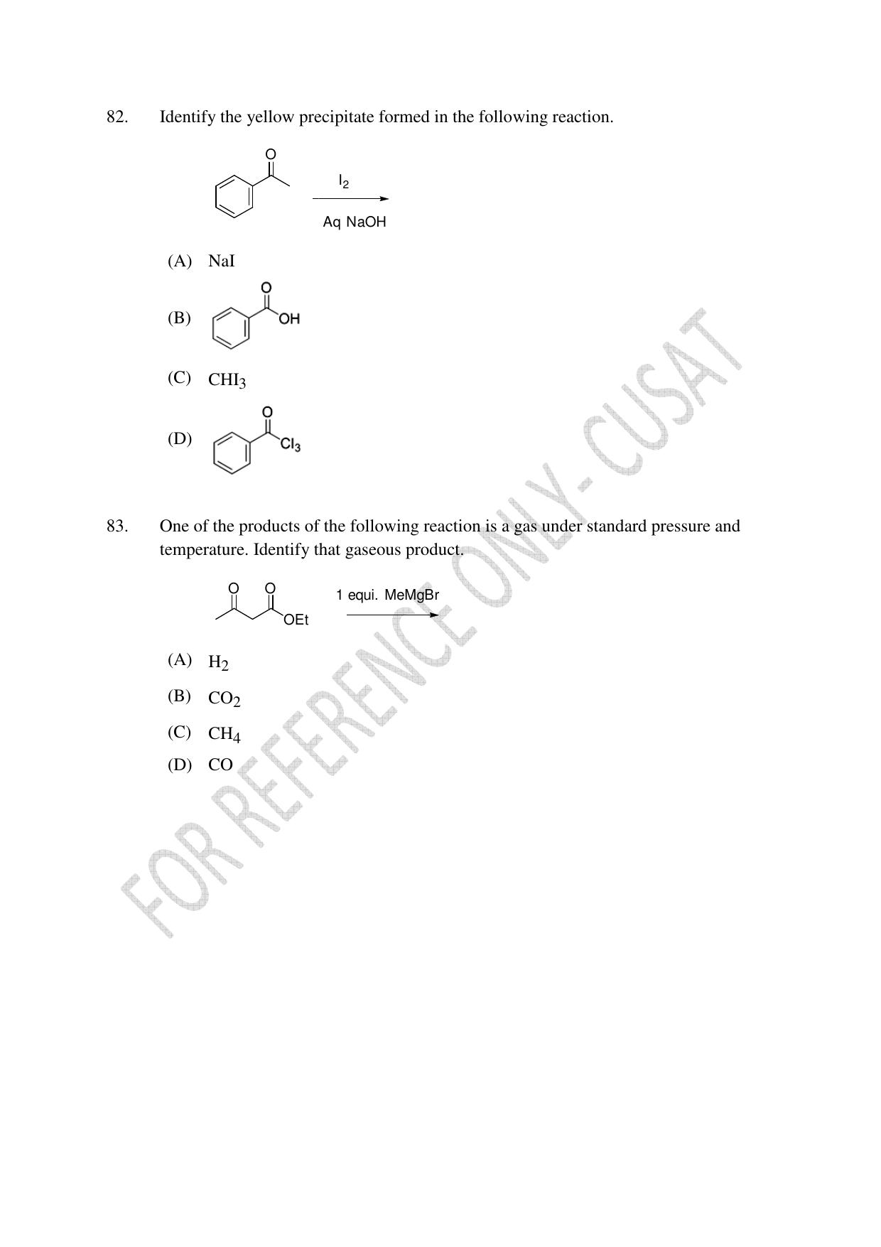 CUSAT CAT 2022 Test in Physics Chemistry and Mathematics Fourth Shift Question Paper - Page 20
