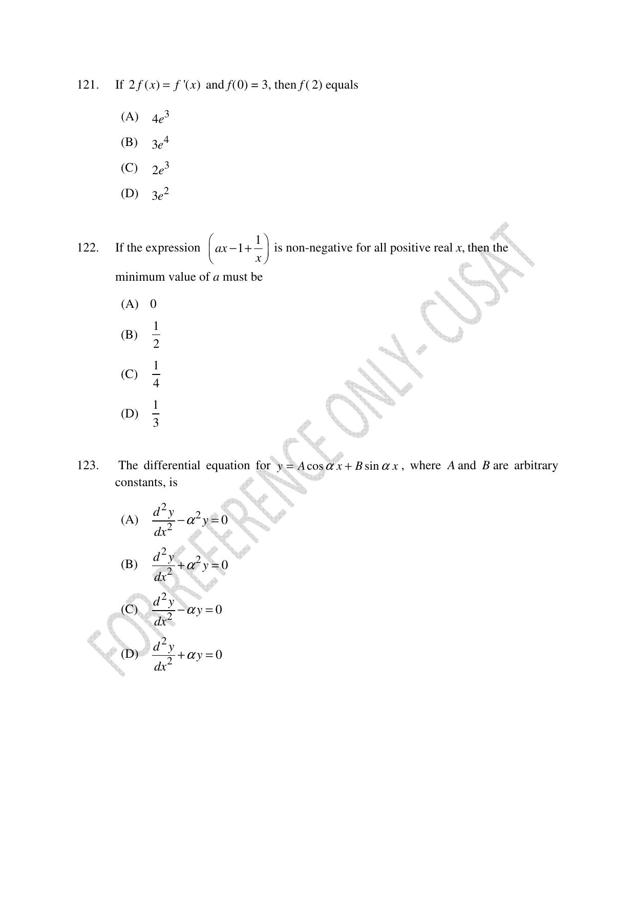 CUSAT CAT 2022 Test in Physics Chemistry and Mathematics Fourth Shift Question Paper - Page 30