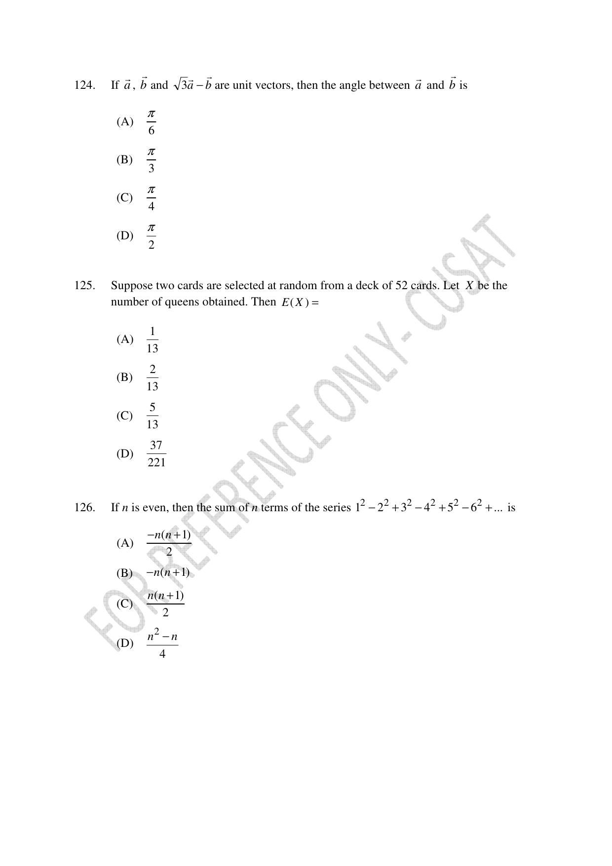 CUSAT CAT 2022 Test in Physics Chemistry and Mathematics Fourth Shift Question Paper - Page 31