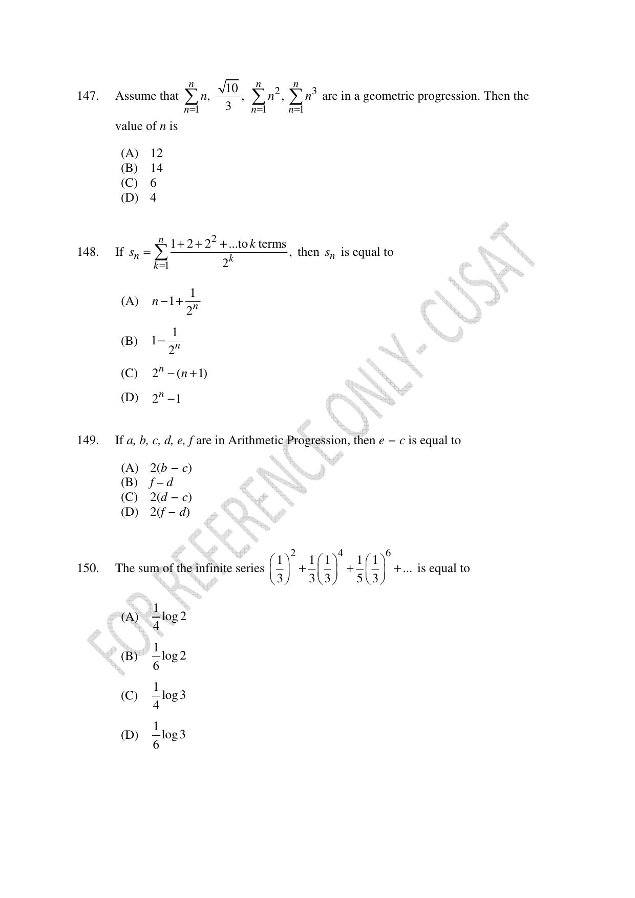 CUSAT CAT 2022 Test in Physics Chemistry and Mathematics Fourth Shift Question Paper - Page 37