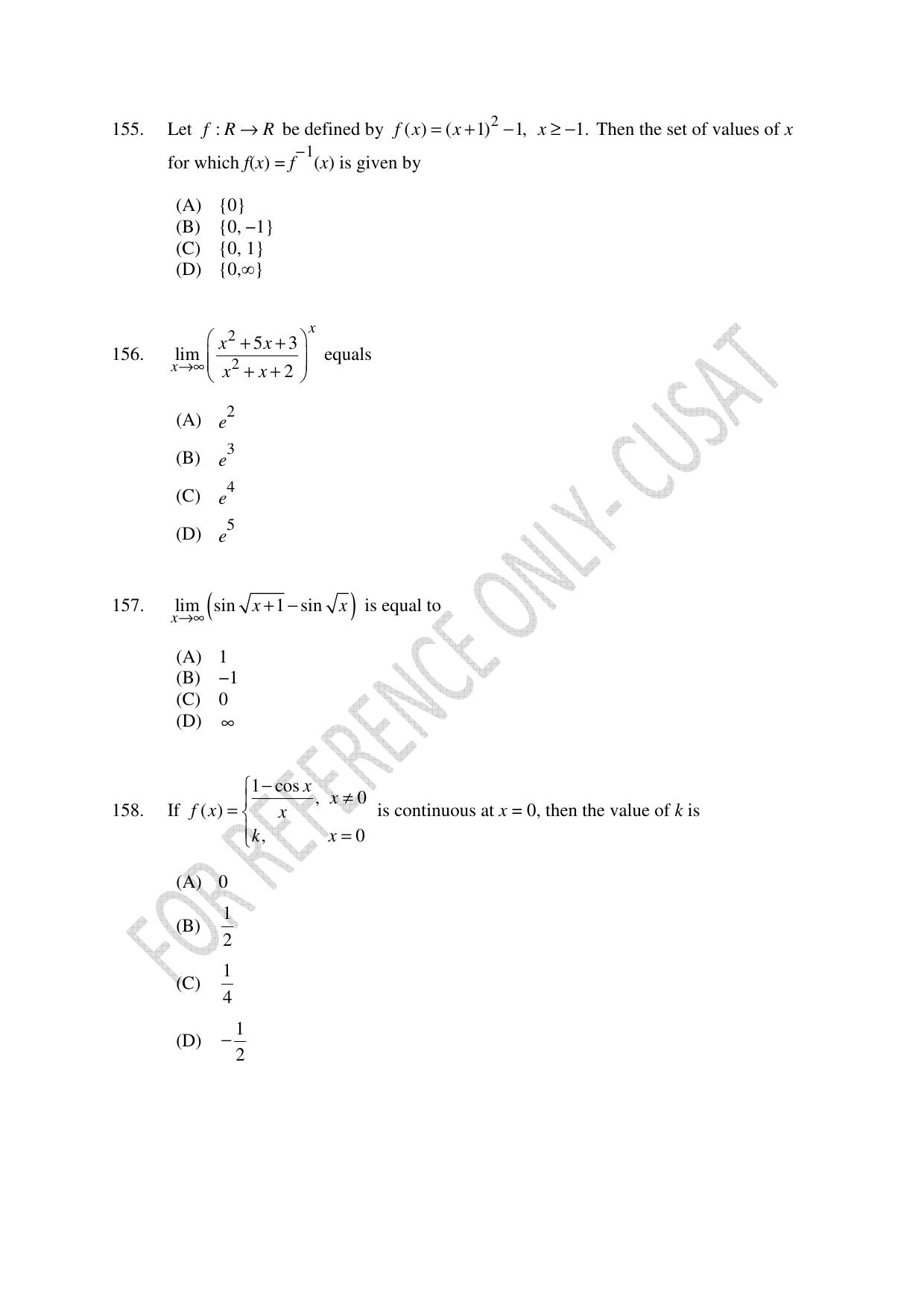 CUSAT CAT 2022 Test in Physics Chemistry and Mathematics Fourth Shift Question Paper - Page 39
