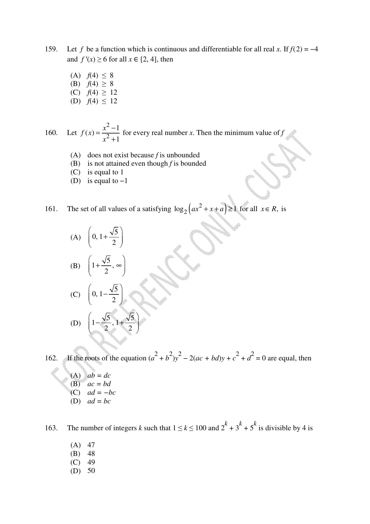 CUSAT CAT 2022 Test in Physics Chemistry and Mathematics Fourth Shift Question Paper - Page 40