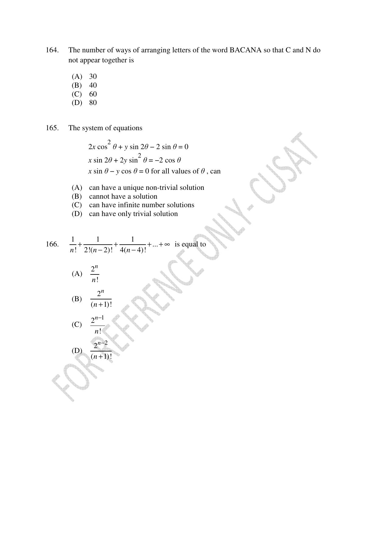 CUSAT CAT 2022 Test in Physics Chemistry and Mathematics Fourth Shift Question Paper - Page 41