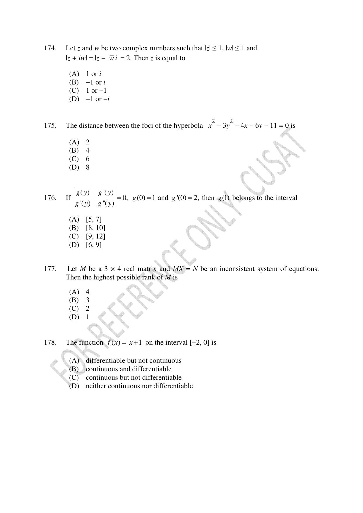 CUSAT CAT 2022 Test in Physics Chemistry and Mathematics Fourth Shift Question Paper - Page 44