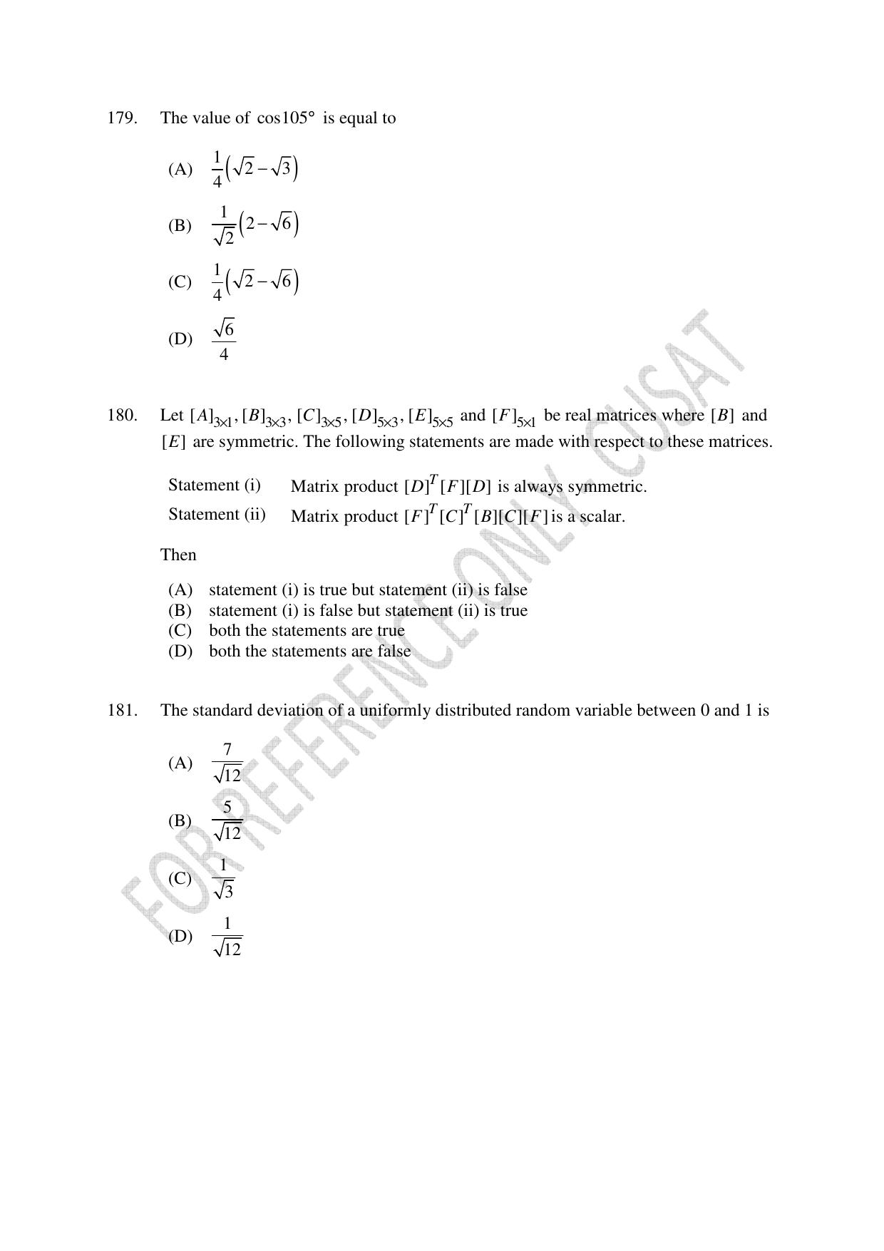 CUSAT CAT 2022 Test in Physics Chemistry and Mathematics Fourth Shift Question Paper - Page 45