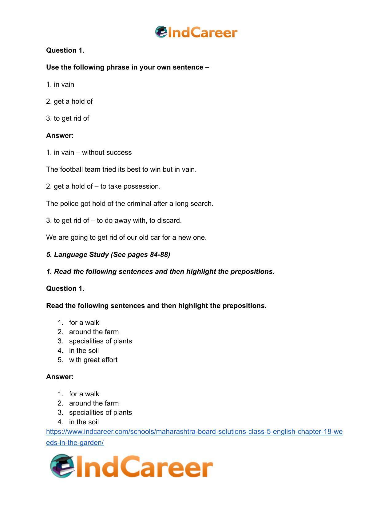 Maharashtra Board Solutions Class 5-English: Chapter 18- Weeds in the Garden - Page 4