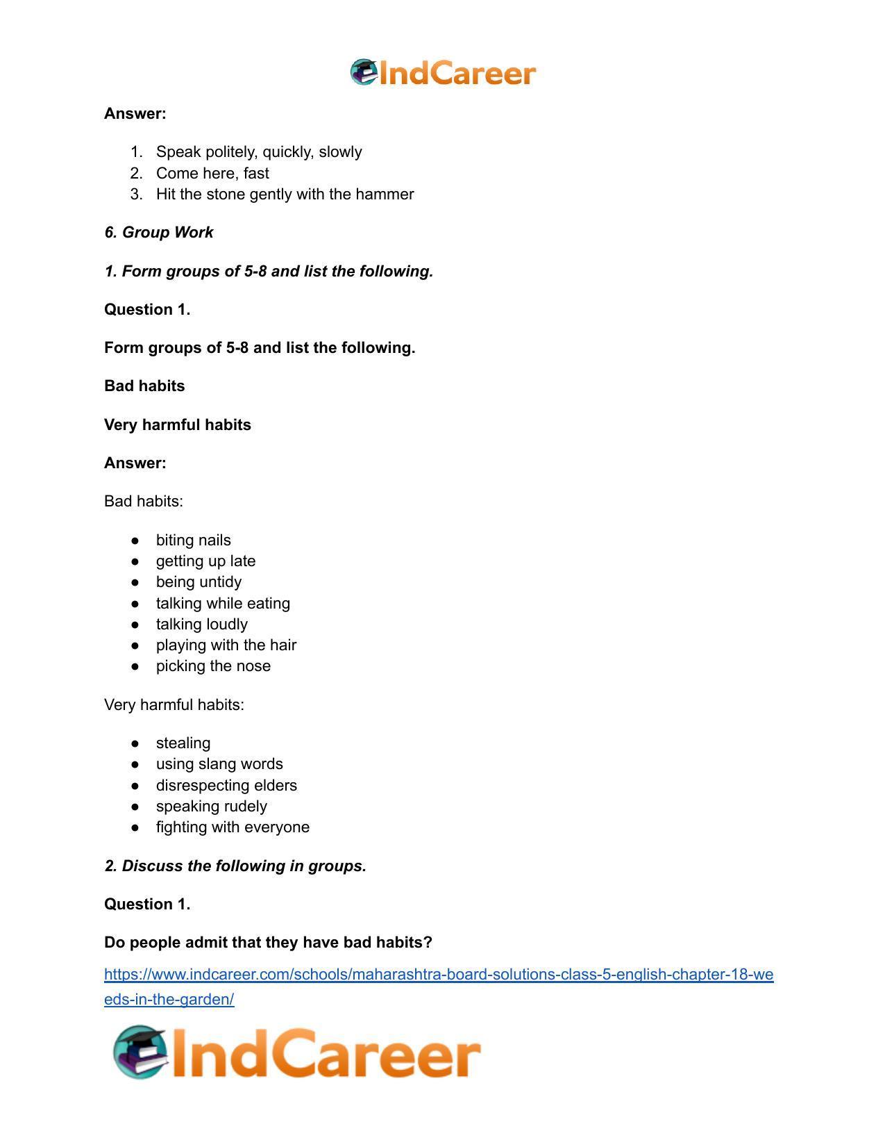 Maharashtra Board Solutions Class 5-English: Chapter 18- Weeds in the Garden - Page 7