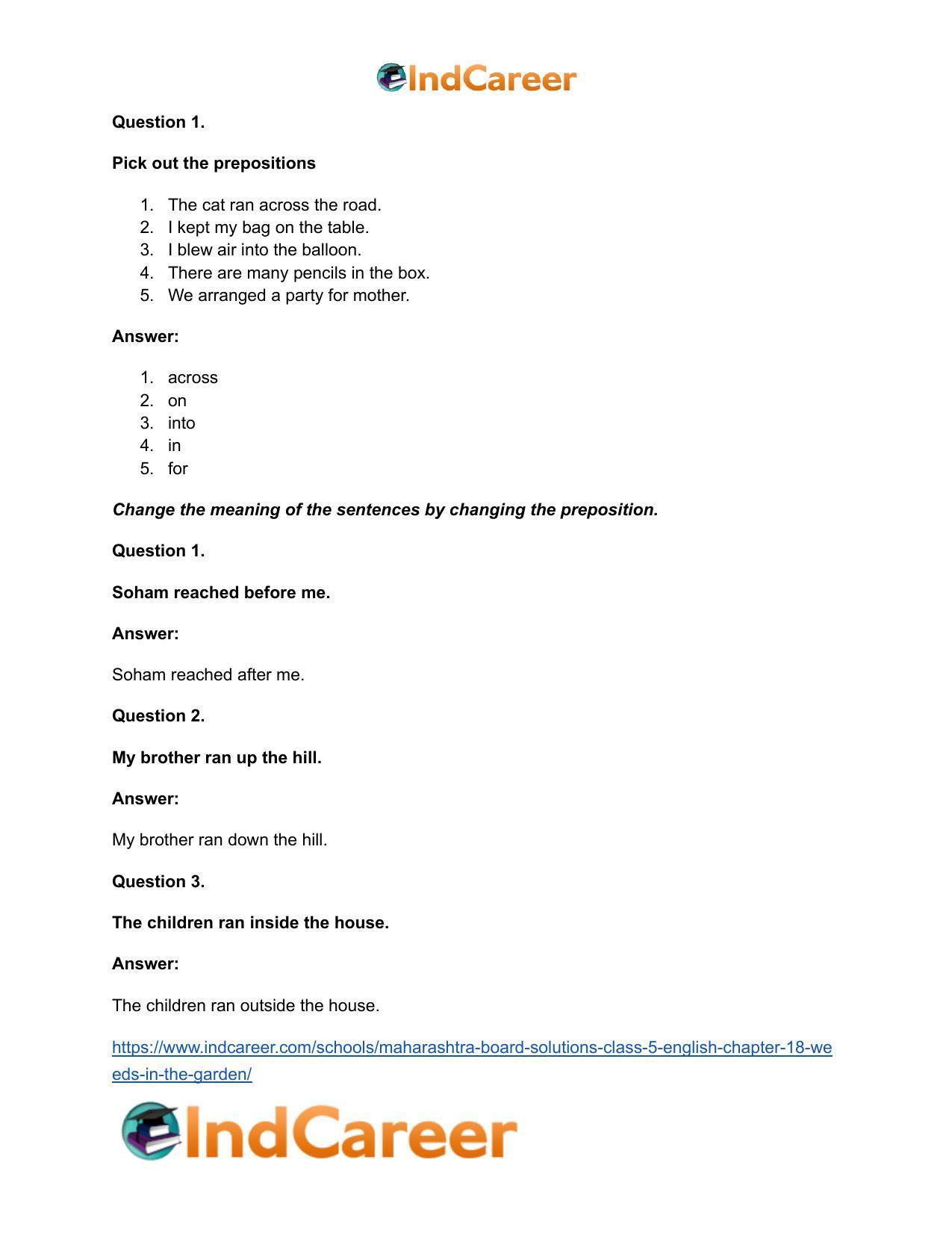 Maharashtra Board Solutions Class 5-English: Chapter 18- Weeds in the Garden - Page 12