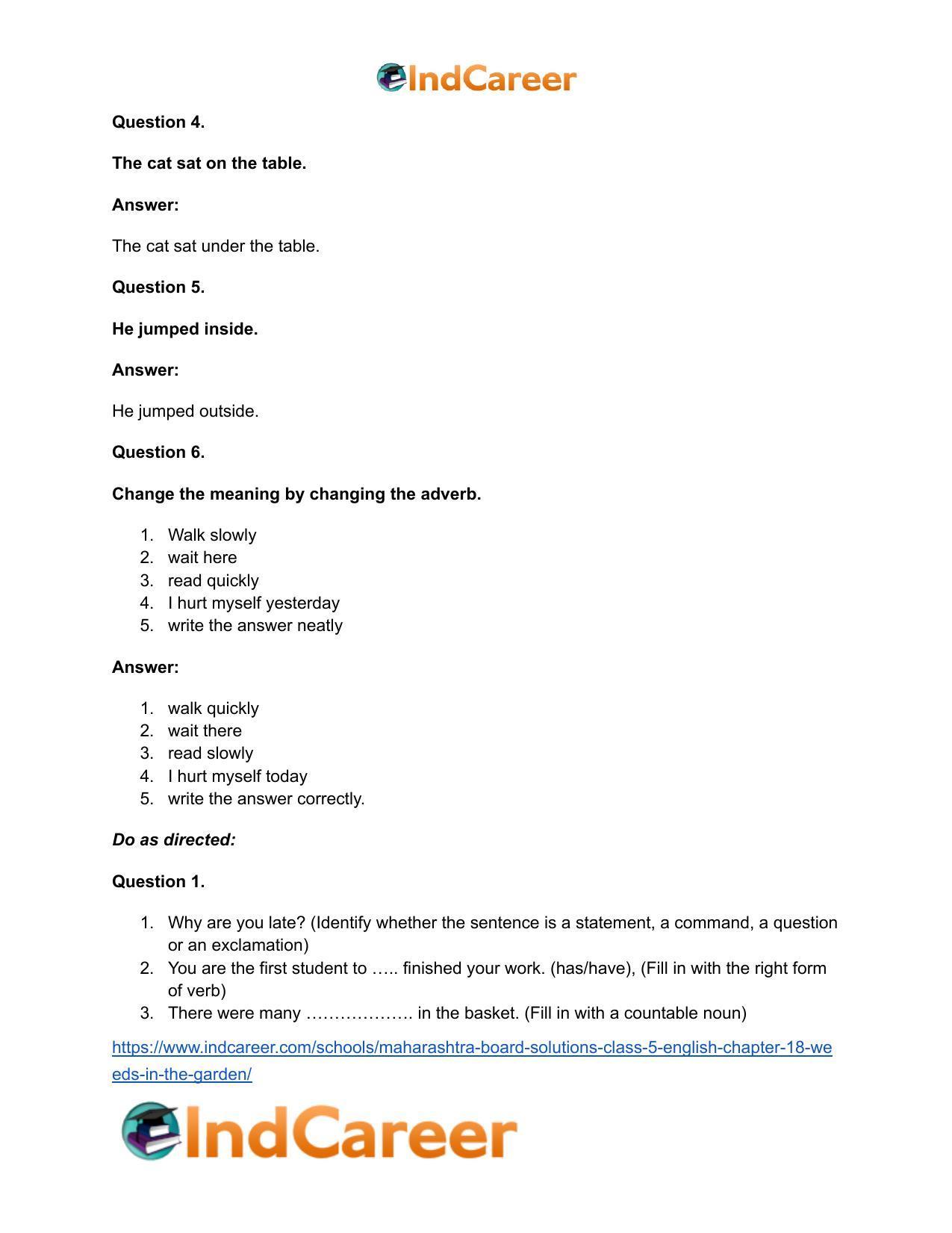 Maharashtra Board Solutions Class 5-English: Chapter 18- Weeds in the Garden - Page 13