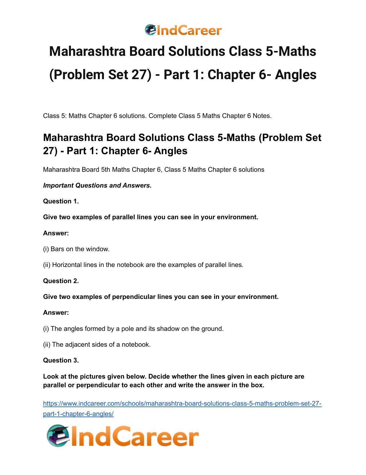 Maharashtra Board Solutions Class 5-Maths (Problem Set 27) - Part 1: Chapter 6- Angles - Page 2