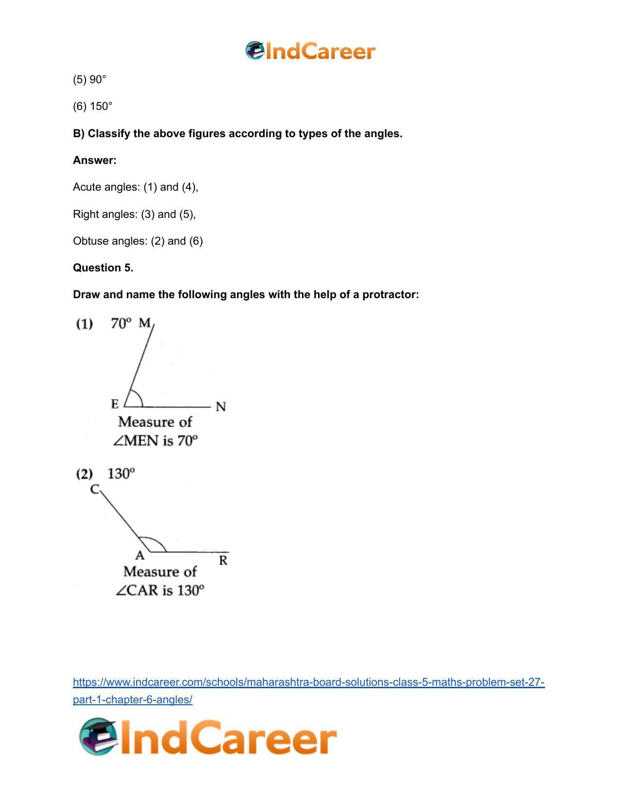 Maharashtra Board Solutions Class 5-Maths (Problem Set 27) - Part 1: Chapter 6- Angles - Page 6