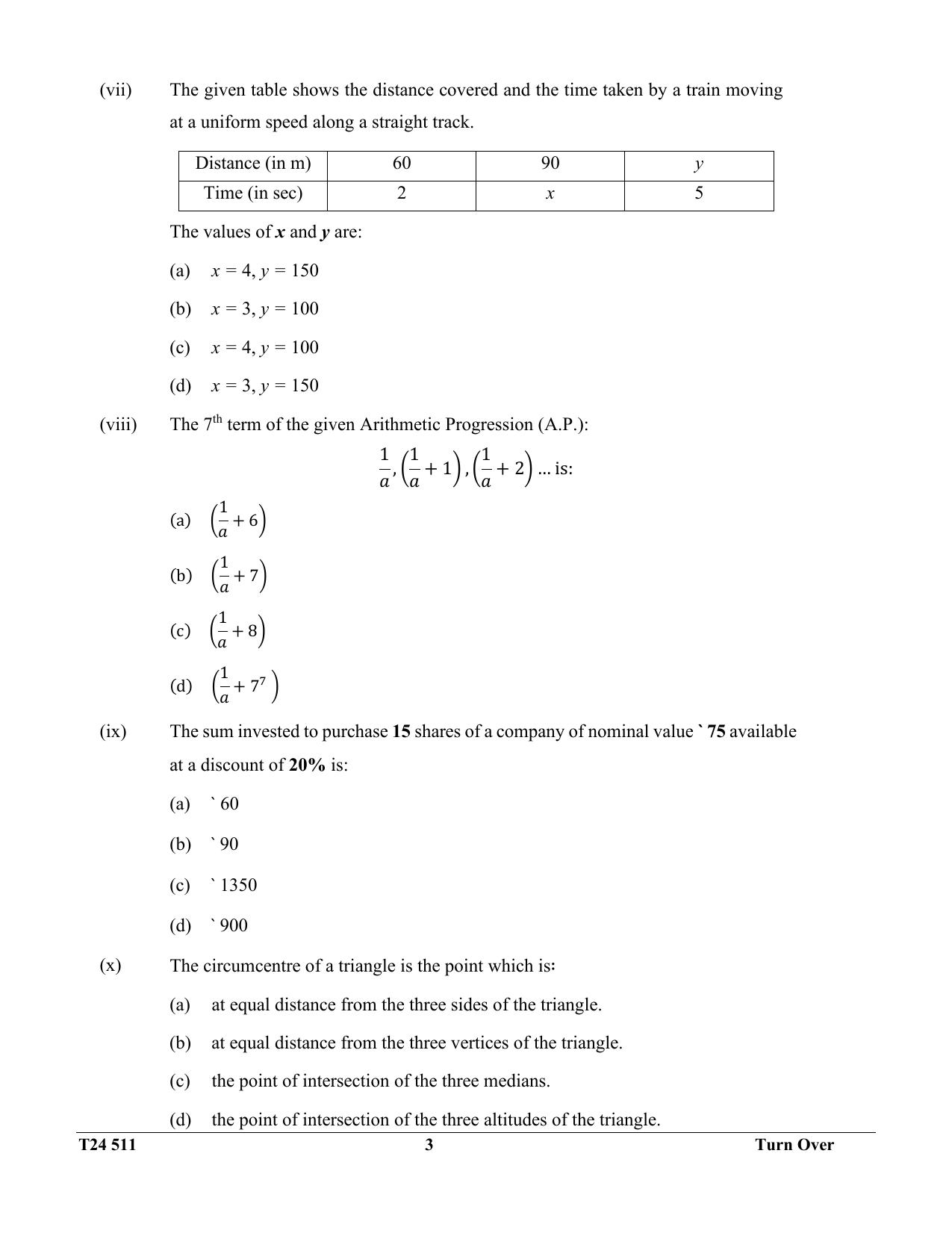 ICSE Class 10 Mathematics 2024 Question Paper - Page 3