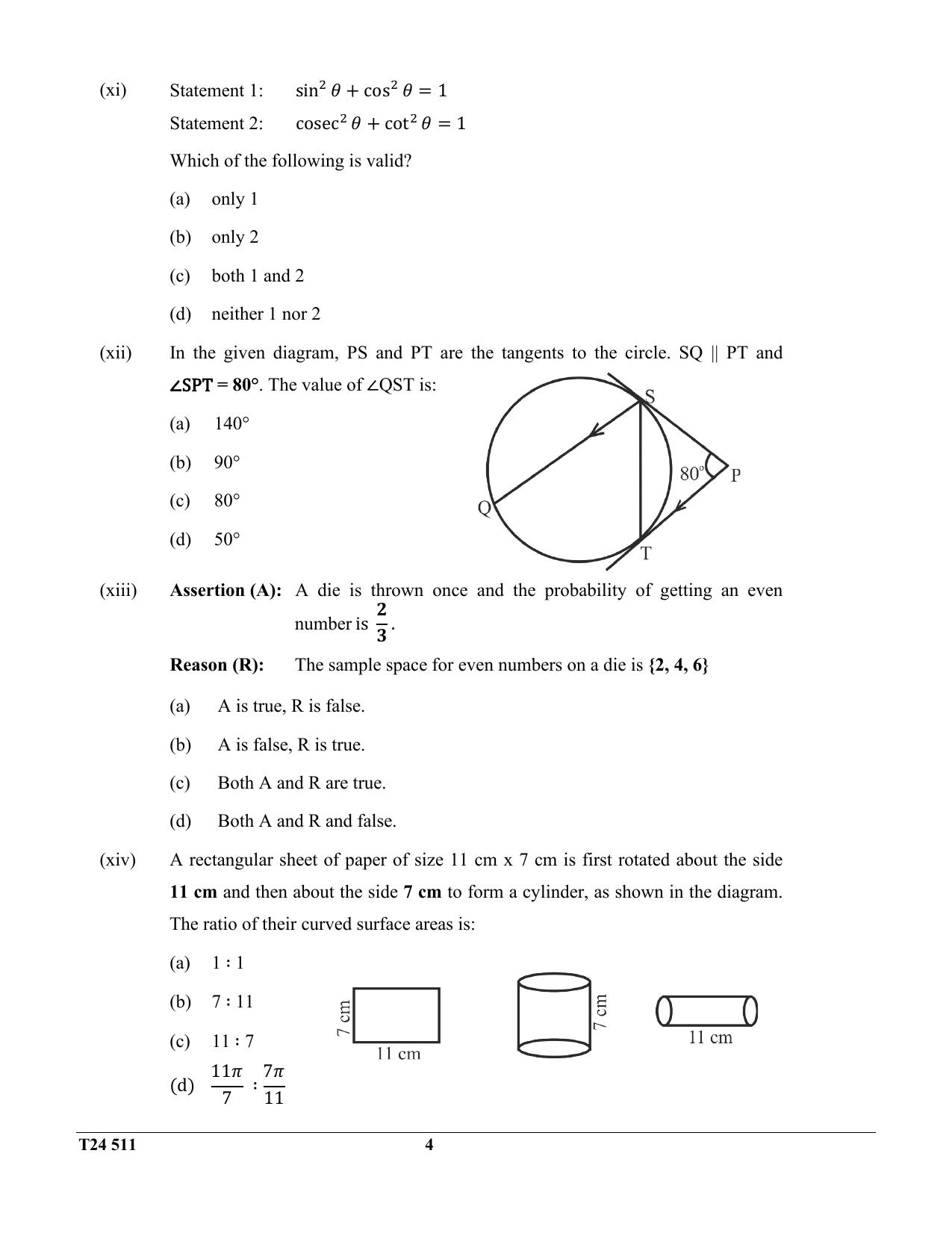 ICSE Class 10 Mathematics 2024 Question Paper - Page 4