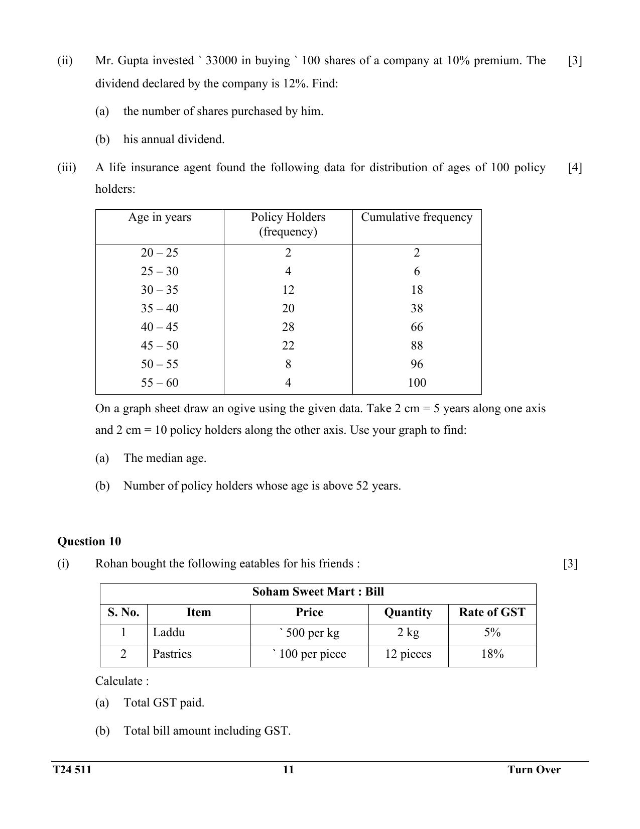 ICSE Class 10 Mathematics 2024 Question Paper - Page 11