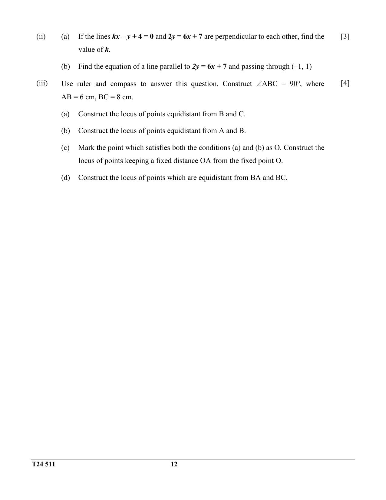 ICSE Class 10 Mathematics 2024 Question Paper - Page 12