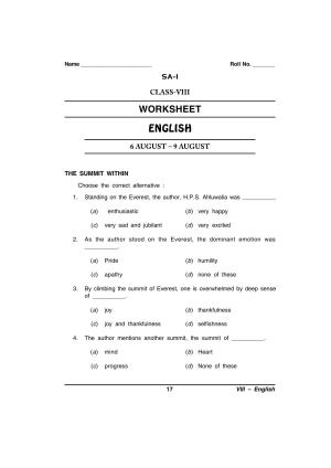CBSE Worksheets for Class 8 English Assignment 75