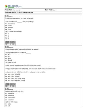 CUET (PG) 2022: PGQP-74 B.Ed Mathematics (10-09-2022) Question Paper