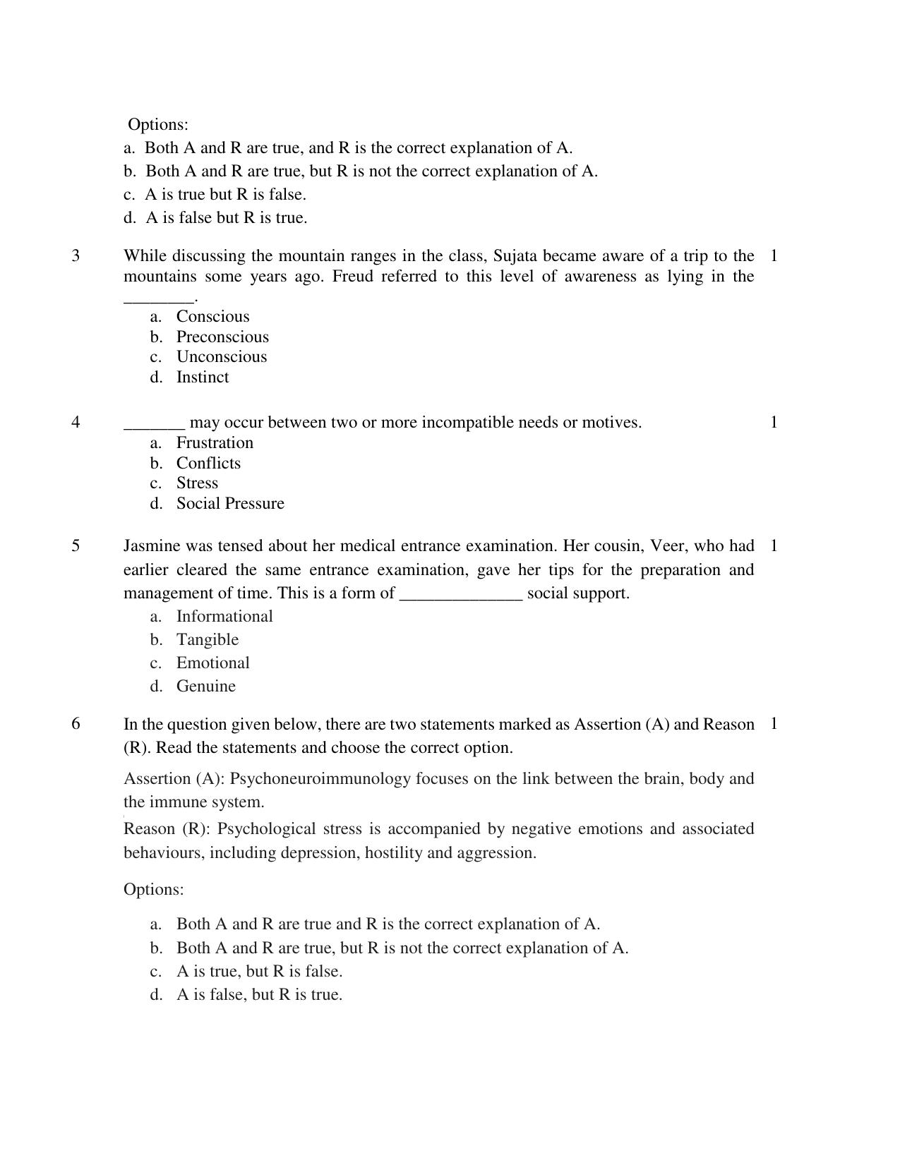 CBSE Class 12 Psychology SET 1 Practice Questions 2023-24  - Page 2