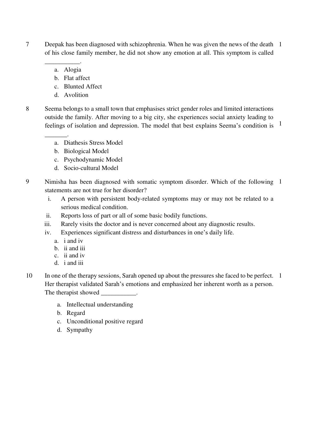 CBSE Class 12 Psychology SET 1 Practice Questions 2023-24  - Page 3