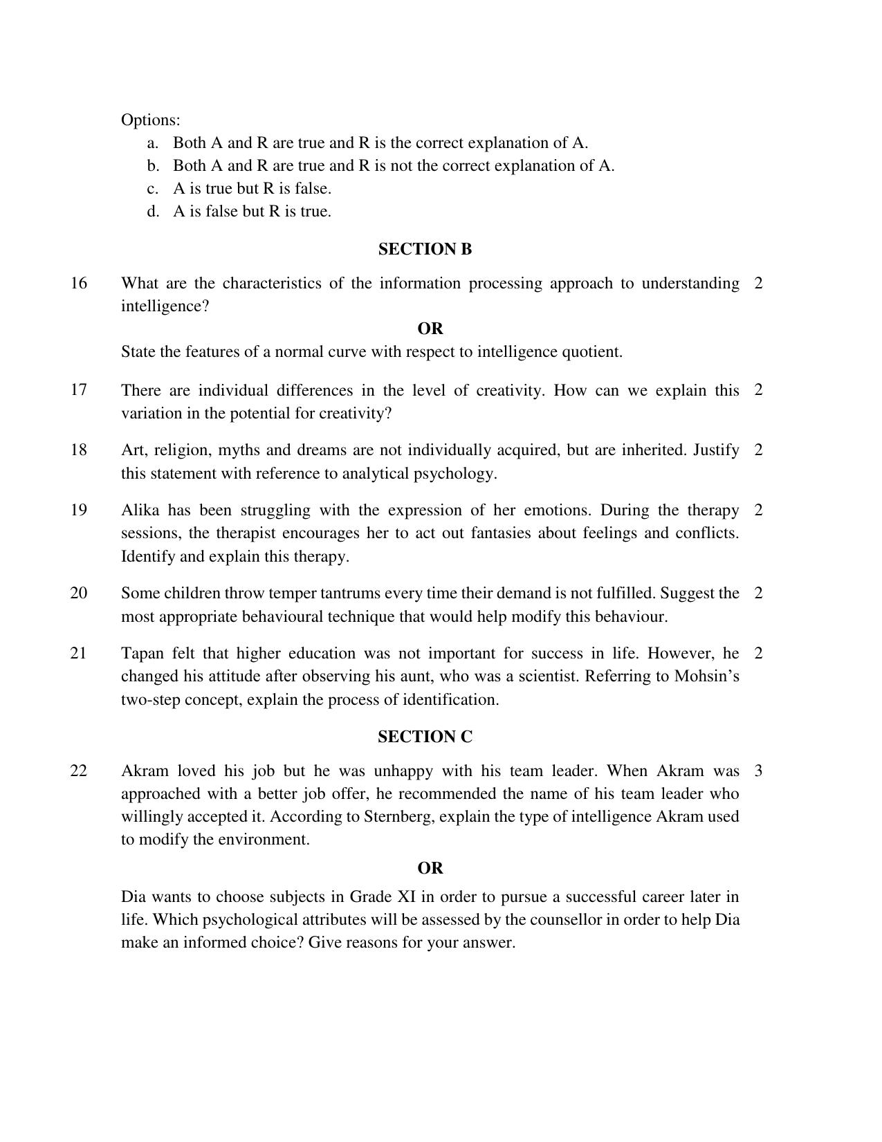 CBSE Class 12 Psychology SET 1 Practice Questions 2023-24  - Page 5