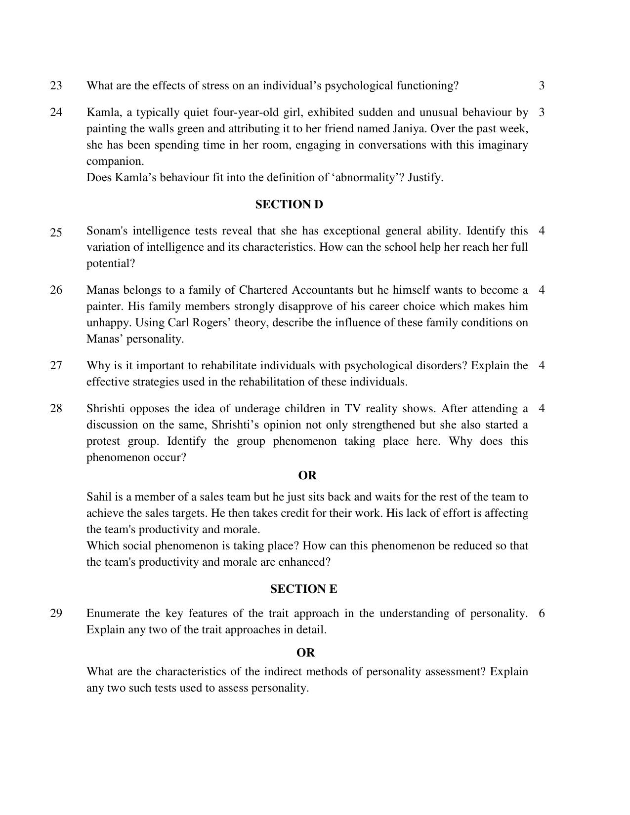 CBSE Class 12 Psychology SET 1 Practice Questions 2023-24  - Page 6