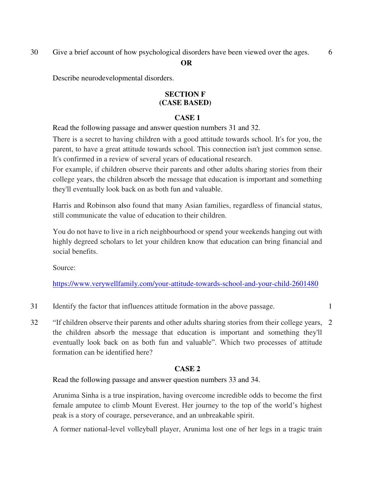 CBSE Class 12 Psychology SET 1 Practice Questions 2023-24  - Page 7