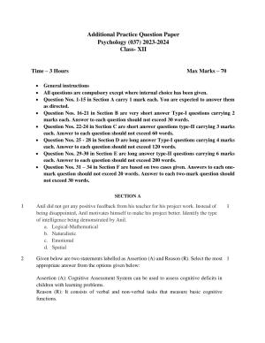 CBSE Class 12 Psychology SET 1 Practice Questions 2023-24 