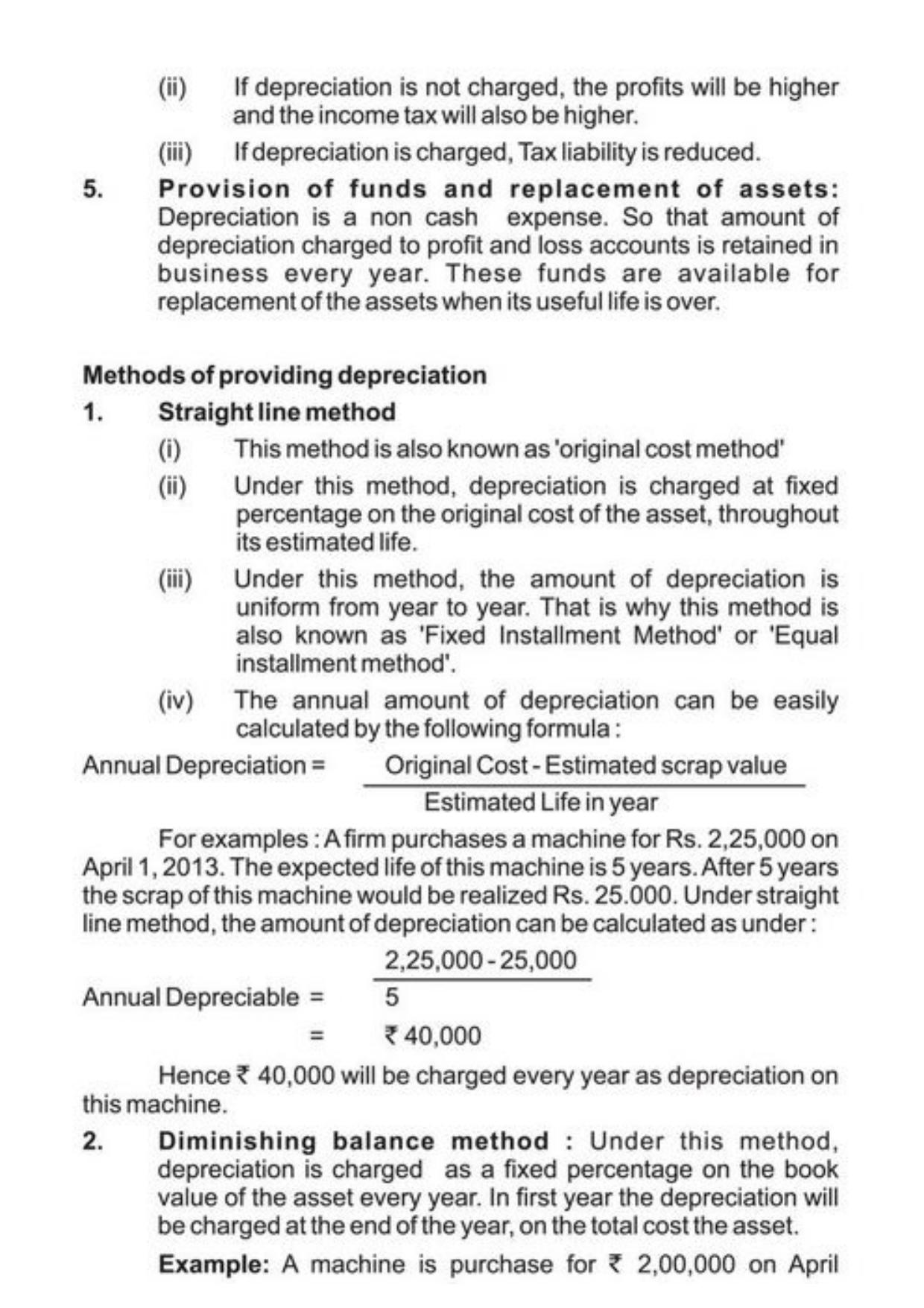 Class 11 Notes, Question & Practice Paper - Accountancy (Topic 6 : Depreciation Provisions and Reserves) - Page 4