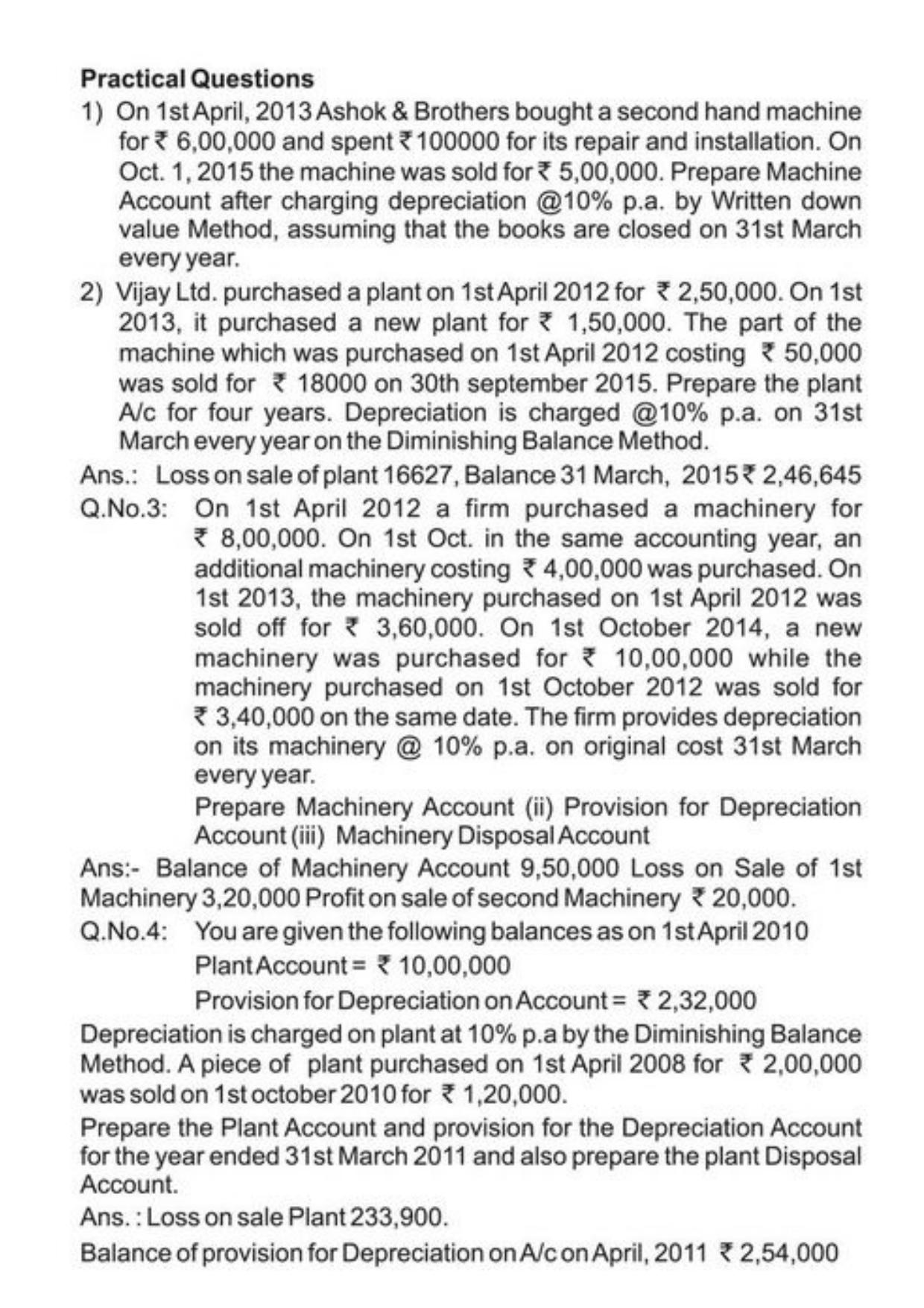 Class 11 Notes, Question & Practice Paper - Accountancy (Topic 6 : Depreciation Provisions and Reserves) - Page 20