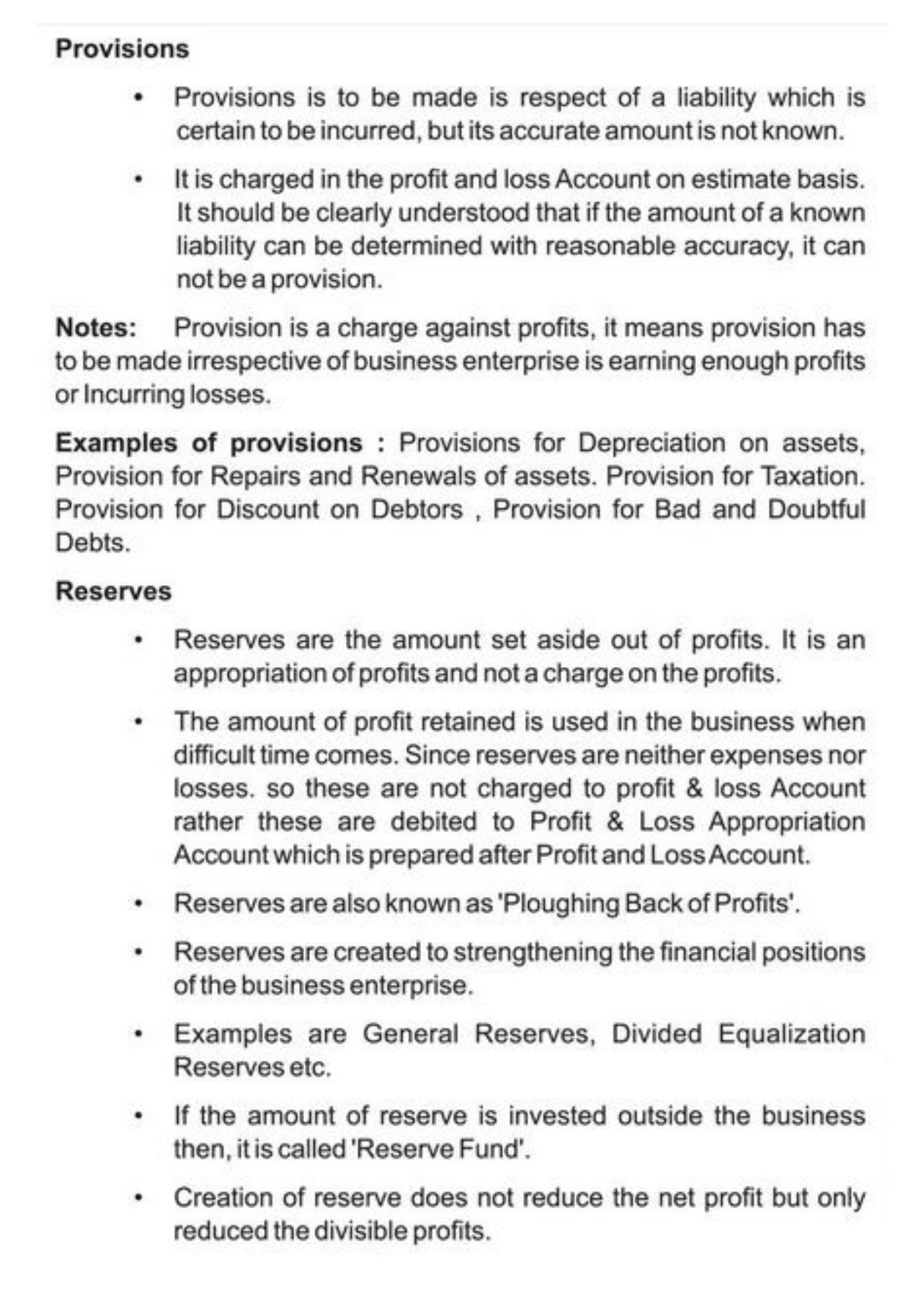 Class 11 Notes, Question & Practice Paper - Accountancy (Topic 6 : Depreciation Provisions and Reserves) - Page 23