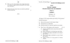 Meghalaya Board (MBOSE) Class 11 Poultry Production And Breeding (theory) 2022 Question Paper