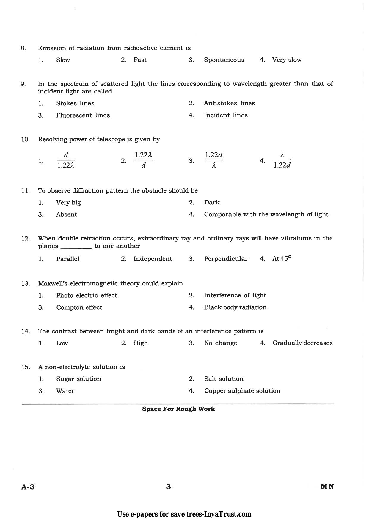 Karnataka Diploma CET- 2015 Mining Engineering Question Paper - Page 3
