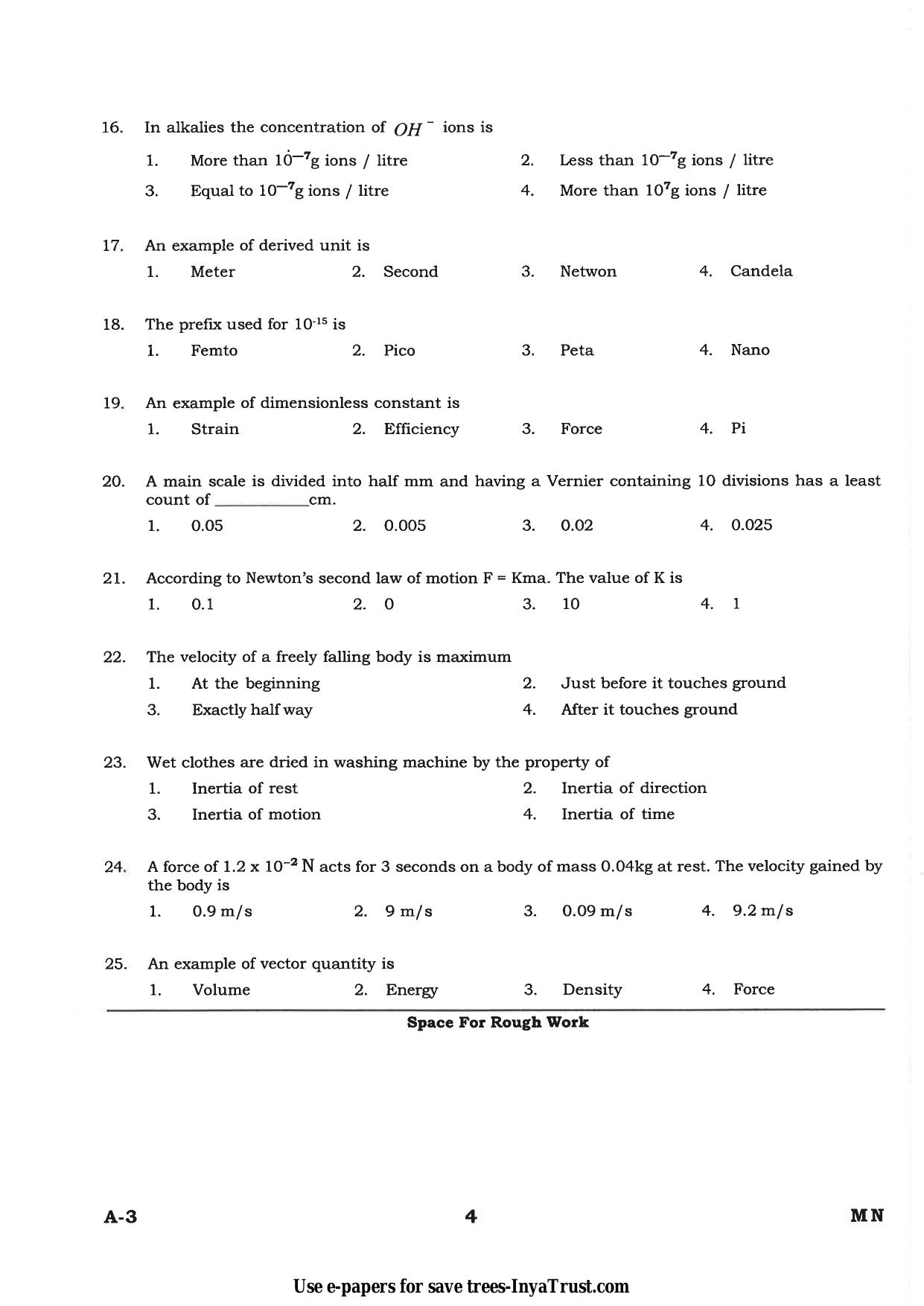 Karnataka Diploma CET- 2015 Mining Engineering Question Paper - Page 4