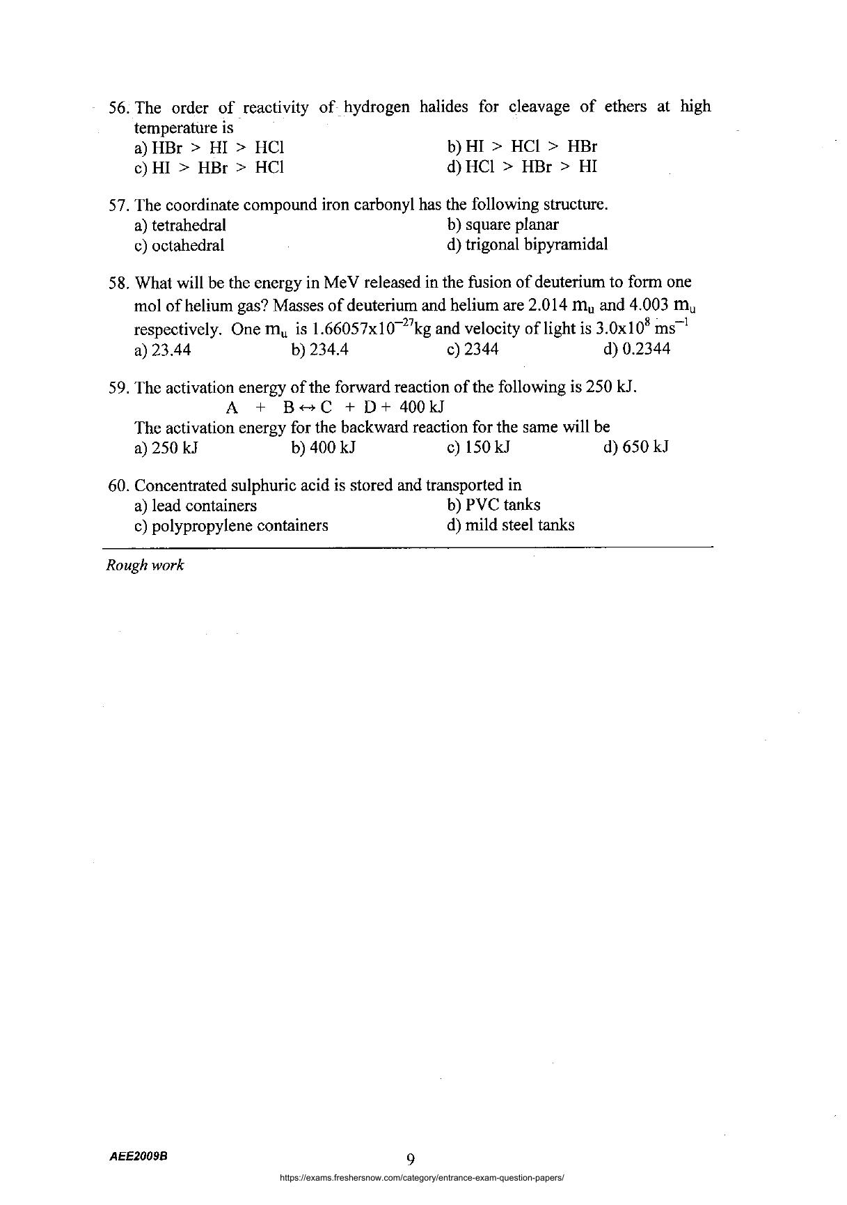 AEEE 2009 Question Paper - Page 8