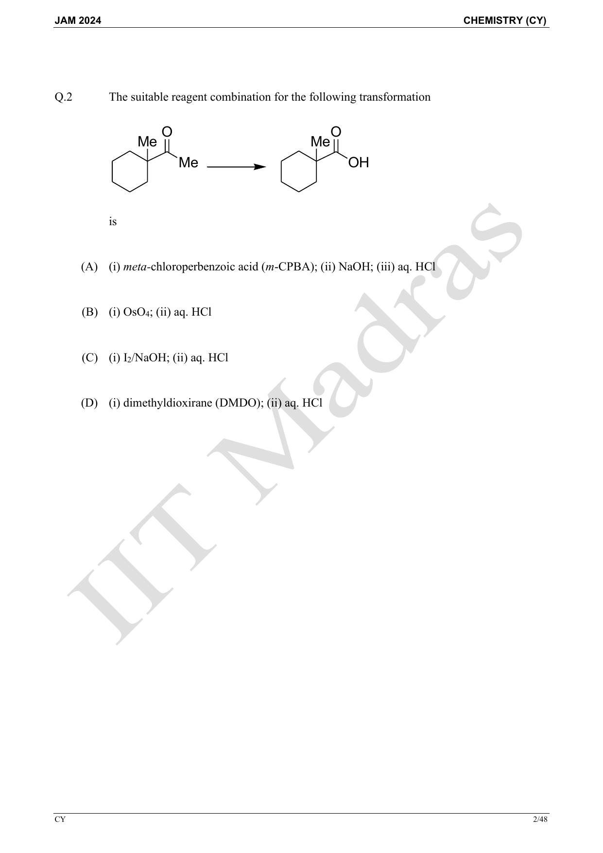 IIT JAM 2024 Chemistry (CY) Master Question Paper - Page 2