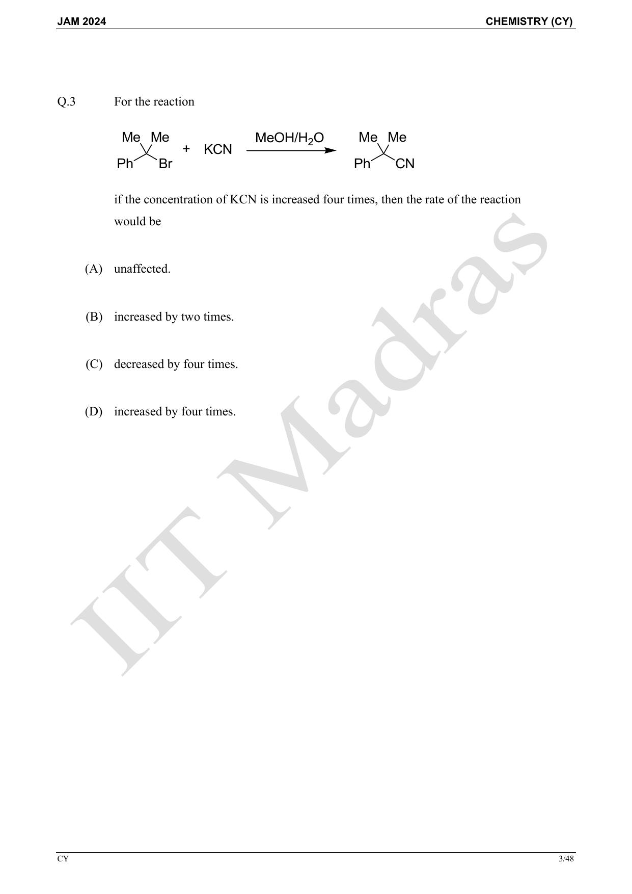 IIT JAM 2024 Chemistry (CY) Master Question Paper - Page 3