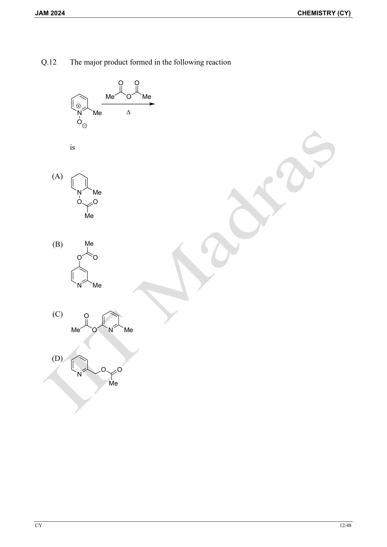 IIT JAM 2024 Chemistry (CY) Master Question Paper - Page 12