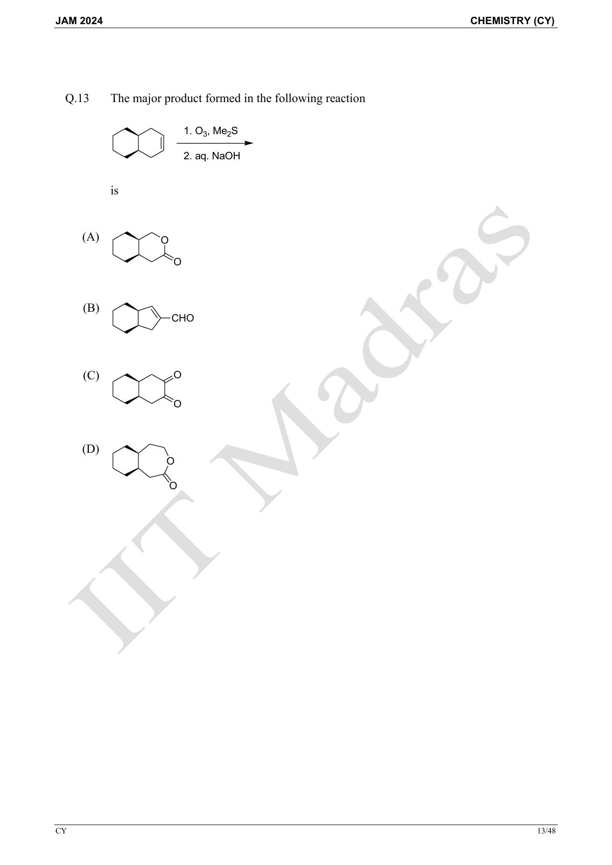 IIT JAM 2024 Chemistry (CY) Master Question Paper - Page 13