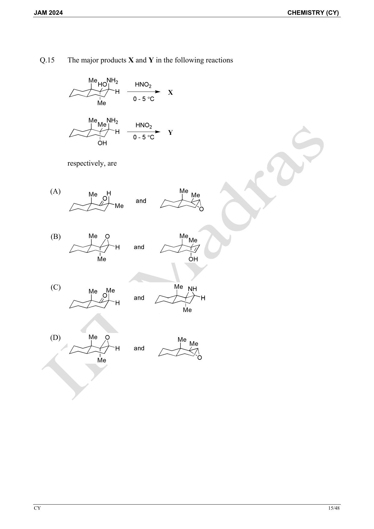 IIT JAM 2024 Chemistry (CY) Master Question Paper - Page 15