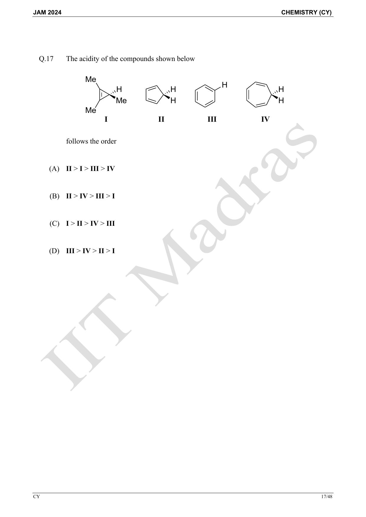 IIT JAM 2024 Chemistry (CY) Master Question Paper - Page 17