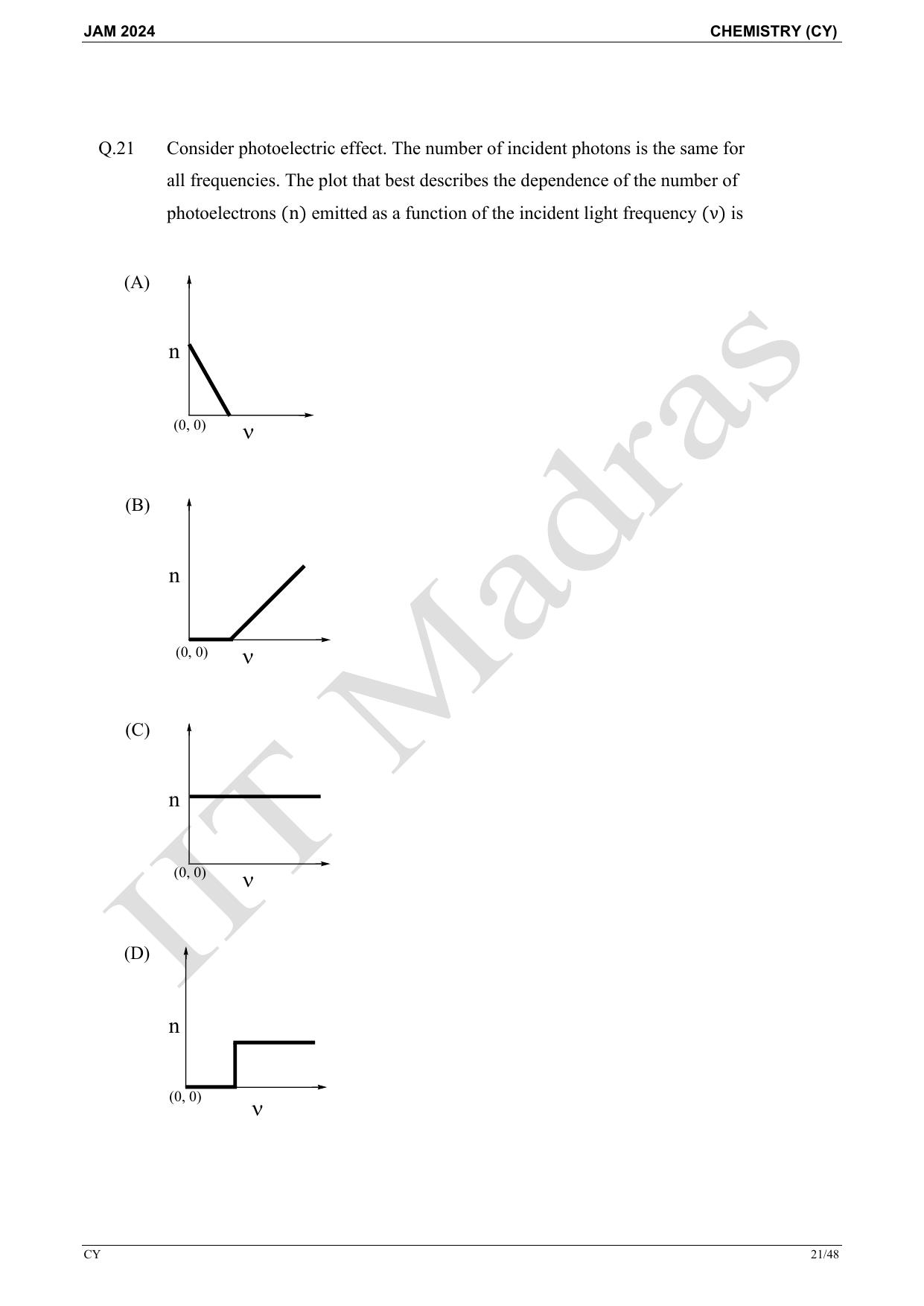 IIT JAM 2024 Chemistry (CY) Master Question Paper - Page 21